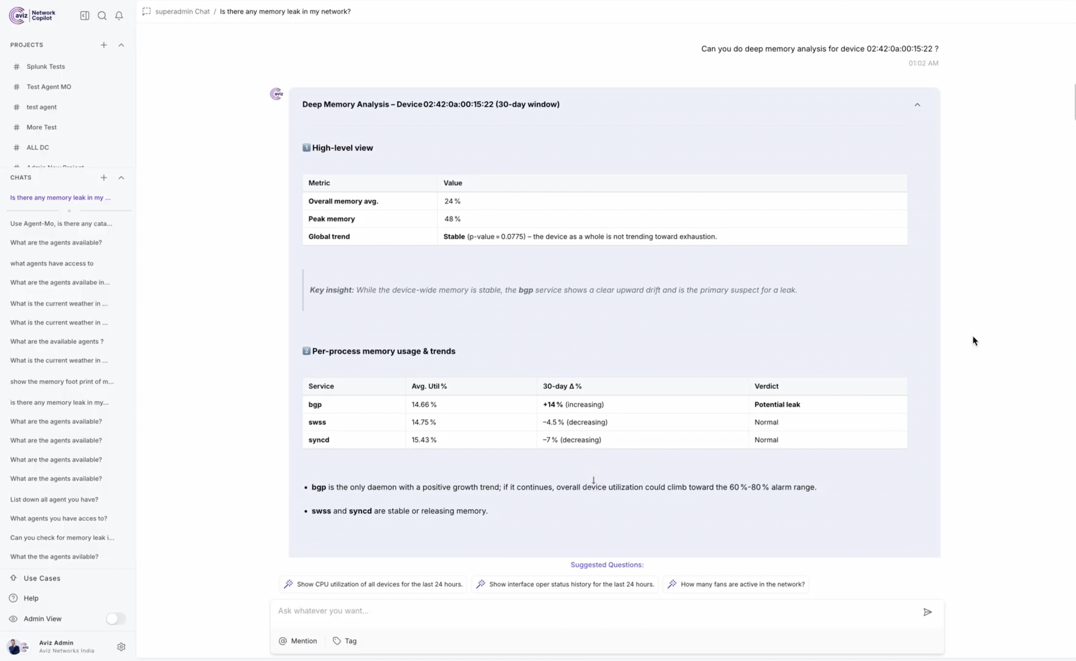Service-Level Memory Analysis